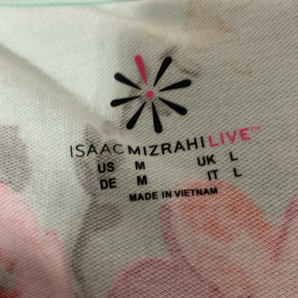 Isaac Mizrahi Green and Red Floral Polo Shirt - Picture 6 of 7